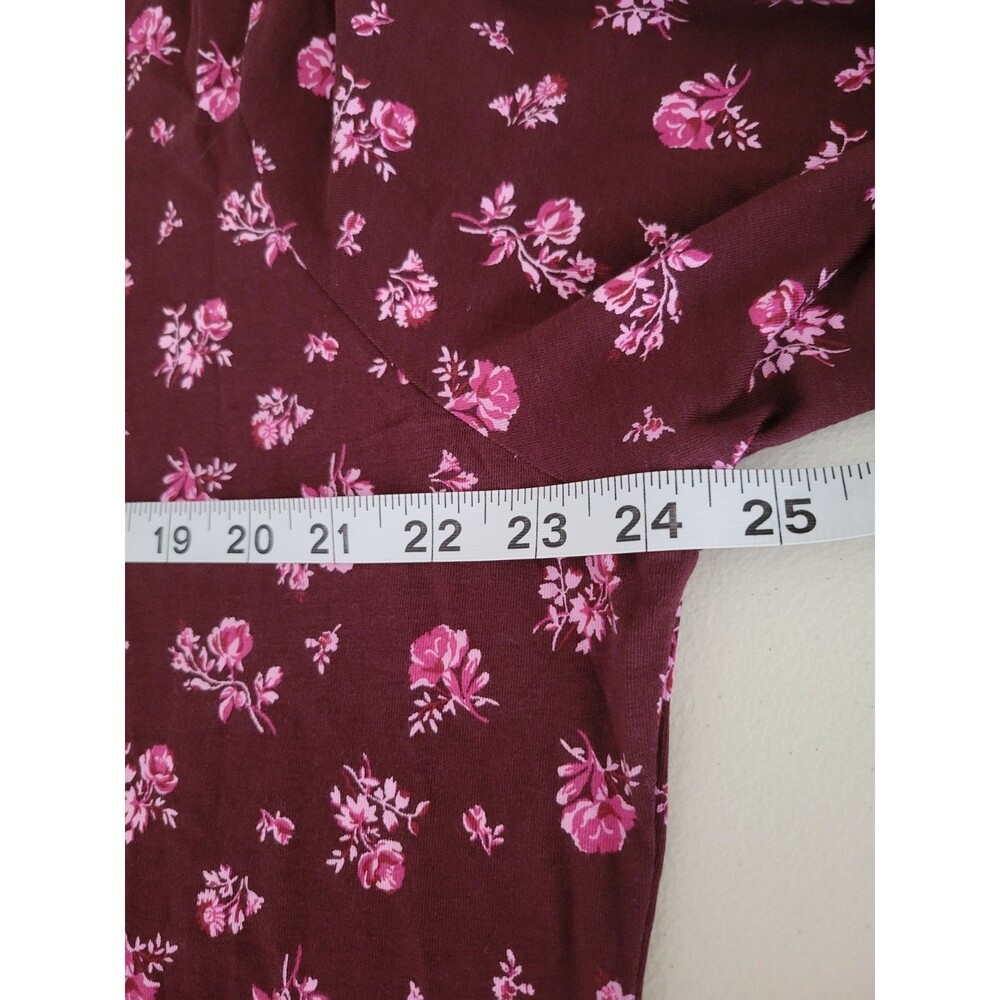 Lands' End NWT Women 2X Burgundy Pink Floral Scoop Long Sleeve Knit Tencel Modal - Picture 11 of 12